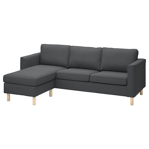 PÄRUP - 3-seater sofa with chaise-longue, Kelinge anthracite