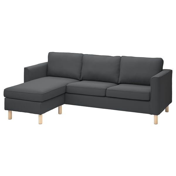 PÄRUP - 3-seater sofa with chaise-longue, Kelinge anthracite