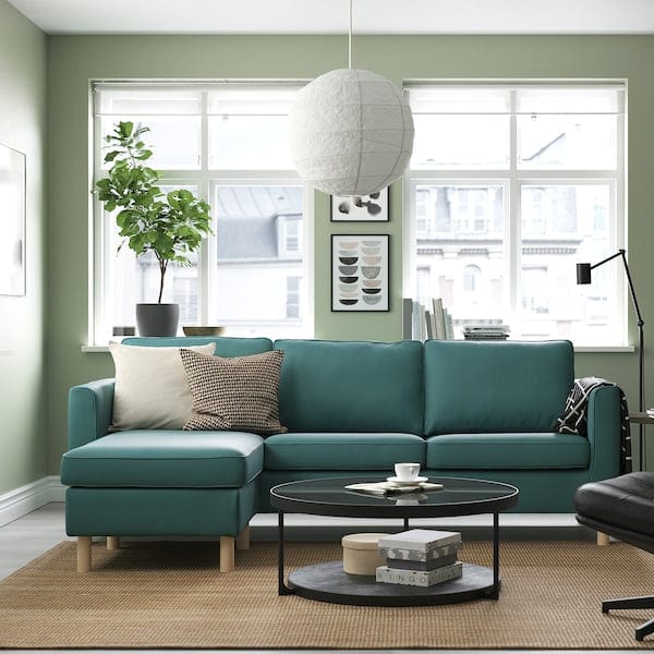 Ikea PÄRUP - 3-seater sofa with chaise-longue, Kelinge gray-turquoise