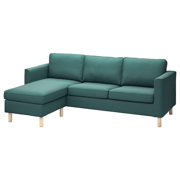 Ikea PÄRUP - 3-seater sofa with chaise-longue, Kelinge gray-turquoise