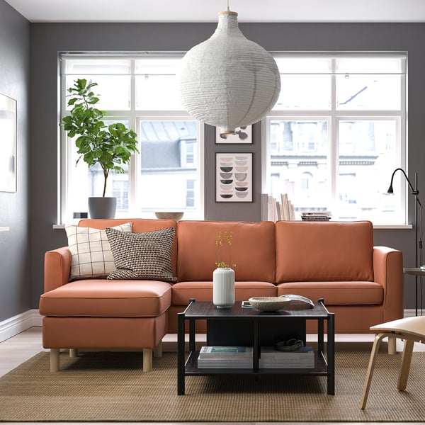 PÄRUP - 3-seater sofa with chaise-longue, Kelinge rust