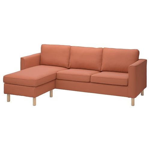 PÄRUP - 3-seater sofa with chaise-longue, Kelinge rust