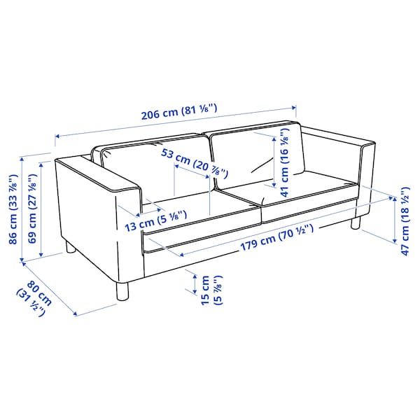 Ikea PÄRUP - 3-seater sofa, Kelinge gray-turquoise