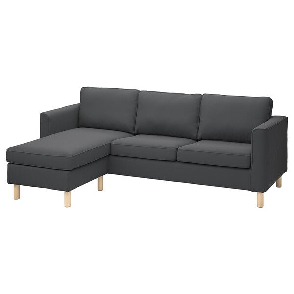 PÄRUP - 3-seater sofa cover, with chaise-longue/Kelinge anthracite