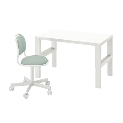 PÅHL/ÖRFJÄLL - Desk and chair, white/light green