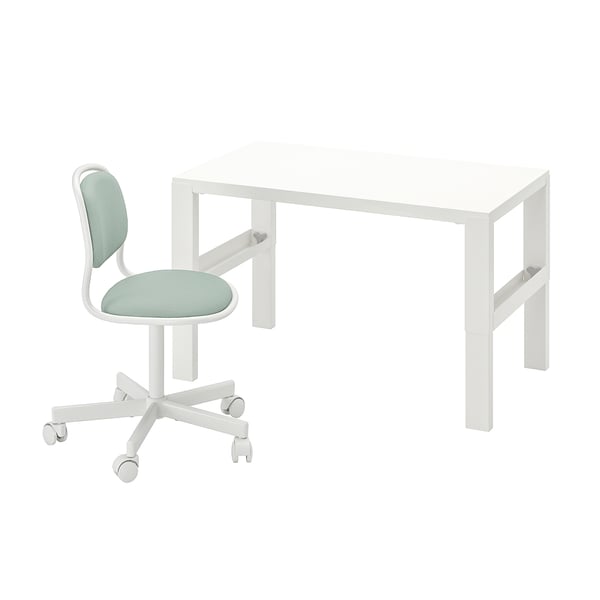 PÅHL/ÖRFJÄLL desk and chair, white/light green