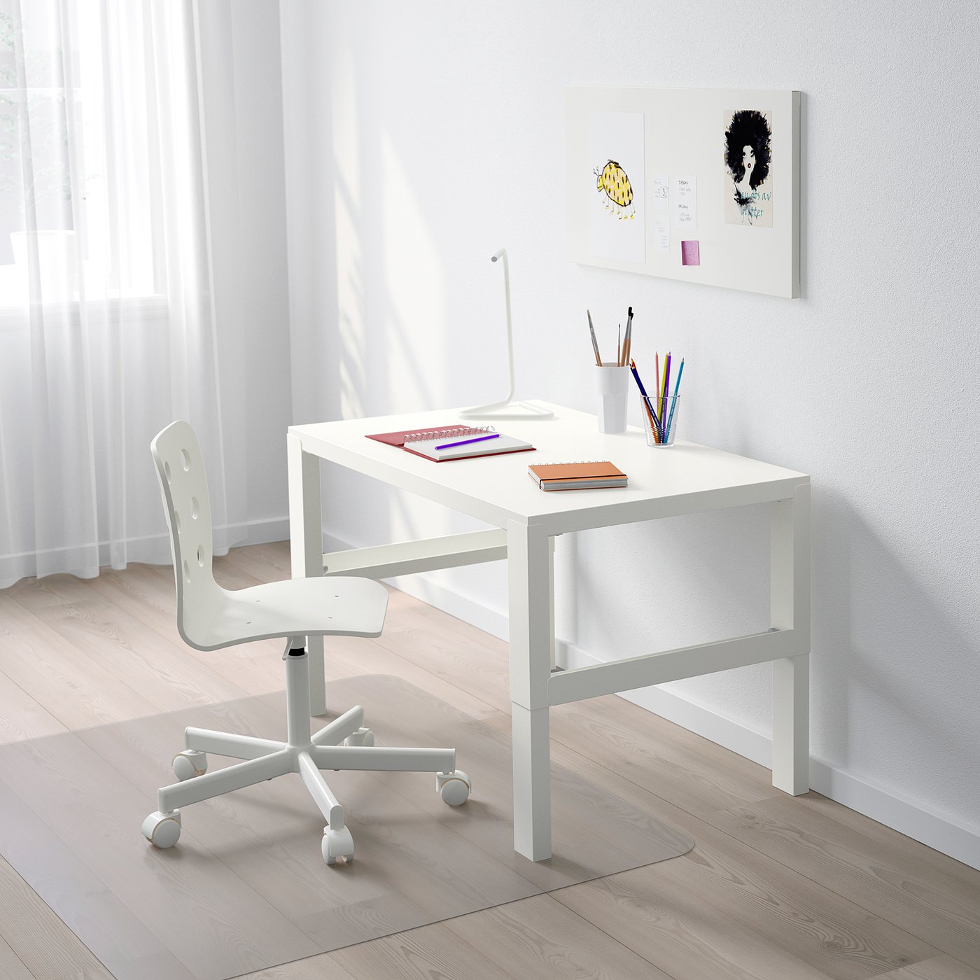 PÅHL desk, height adjustable white, 96x58 cm