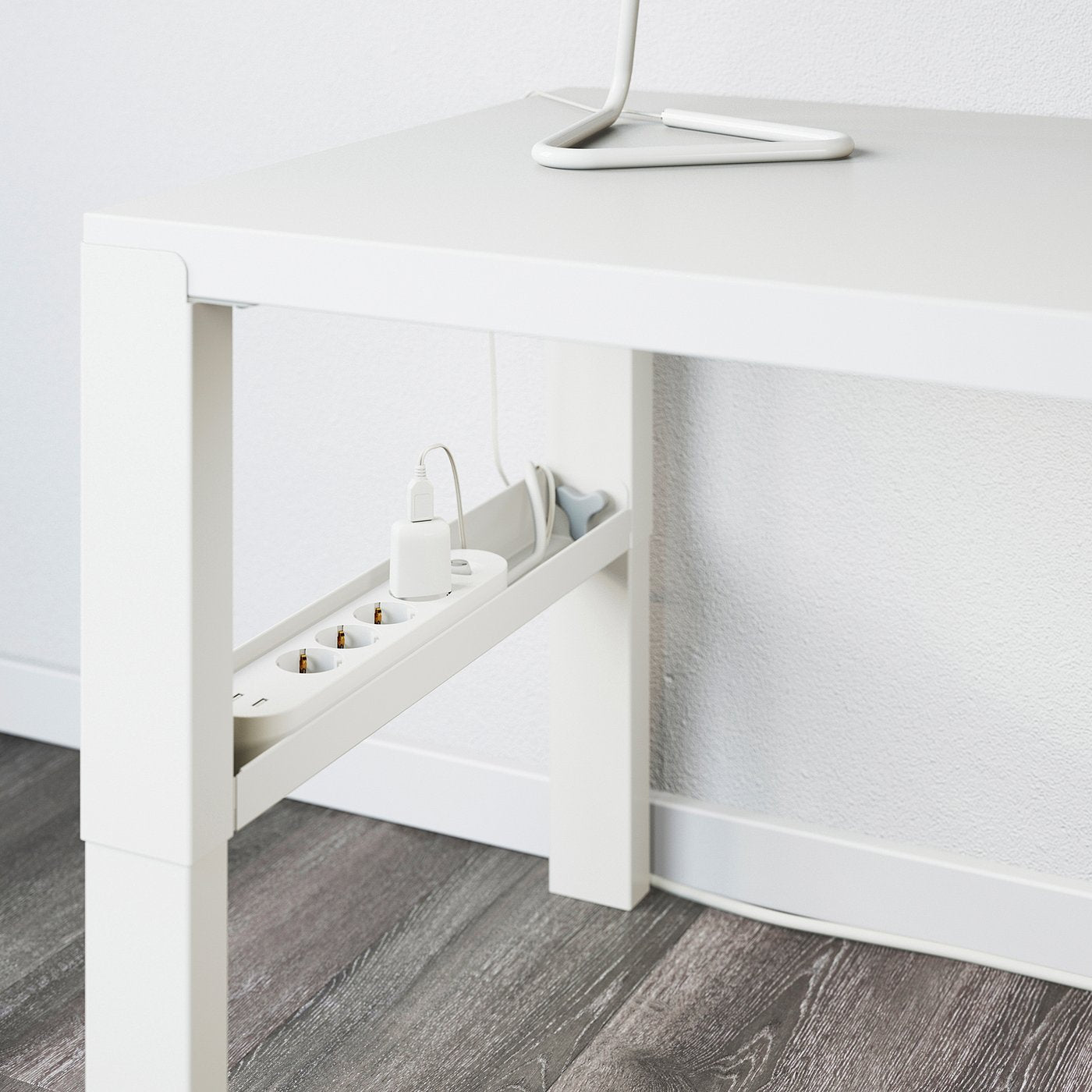 PÅHL desk with shelf unit, height adjustable white, 96x72x58 cm