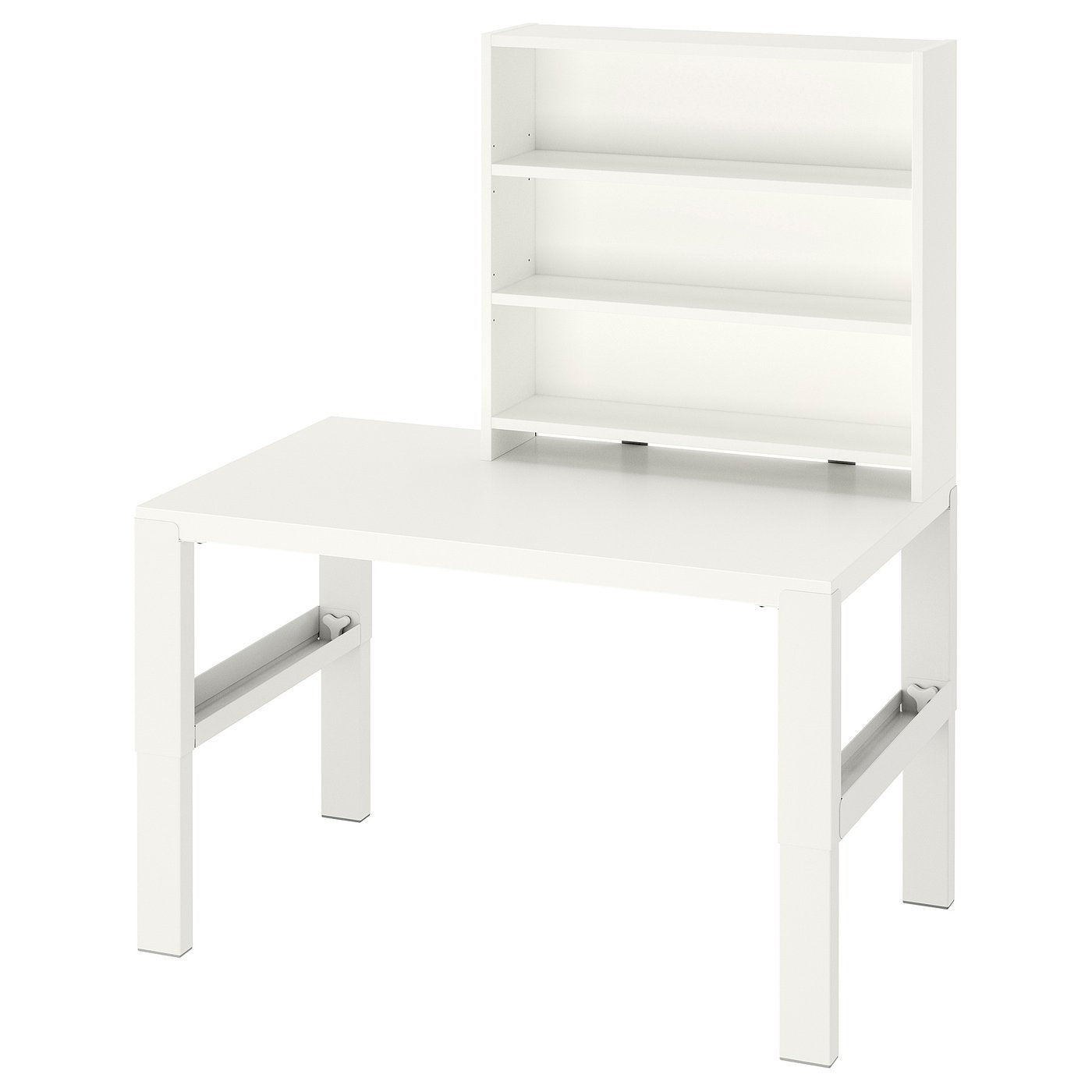 PÅHL desk with shelf unit, height adjustable white, 96x72x58 cm