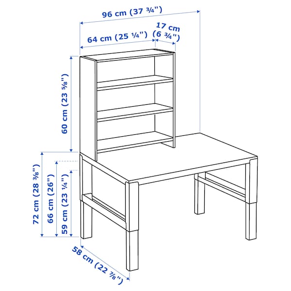 PÅHL - Desk with shelf unit, white/turquoise, 96x58 cm