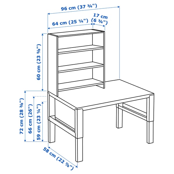 PÅHL - PÅHL Desk with shelf unit, white/turquoise, 96x58 cm