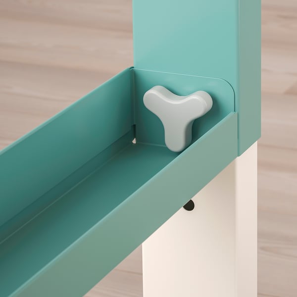 PÅHL - PÅHL Desk with shelf unit, white/turquoise, 96x58 cm