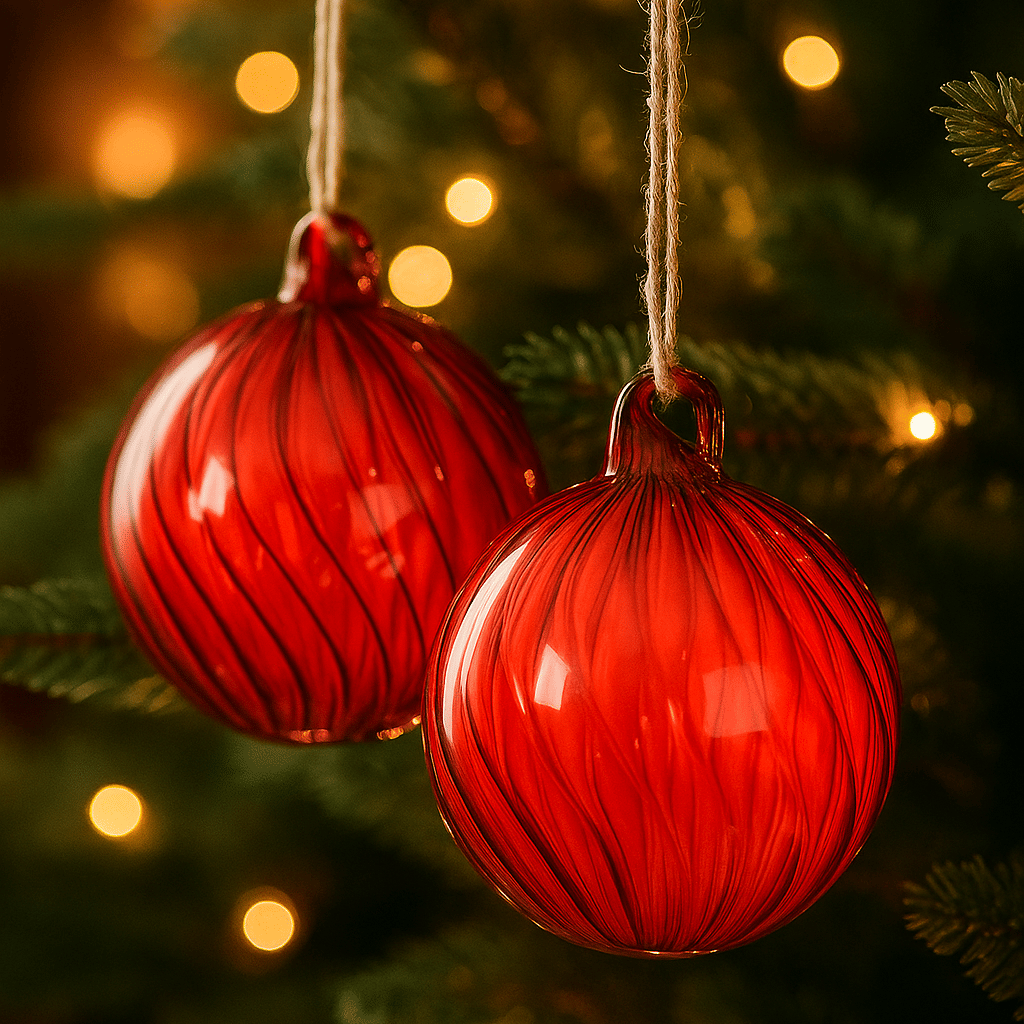 Red glass Christmas bauble, 8 cm in diameter