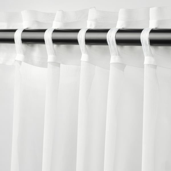 PALPLJUNGMAL - Thin, 2-ply, white/white curtain with curtain tape, 145x300 cm