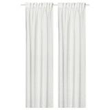 PALPLJUNGMAL sheer curtains, 1 pair, white white/check pattern with heading tape, 145x300 cm
