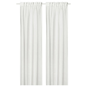 PALPLJUNGMAL sheer curtains, 1 pair, white white/check pattern with heading tape, 145x300 cm