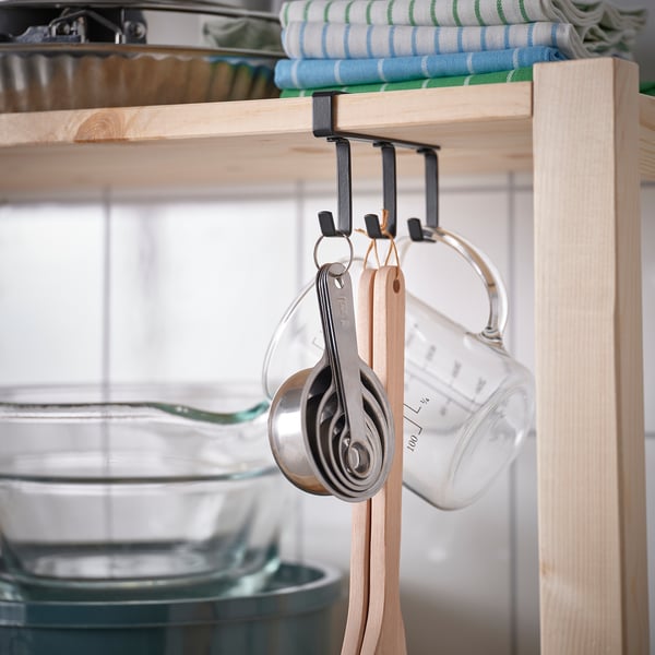 PÅLYCKE clip-on hook rack, anthracite, 12x1 cm