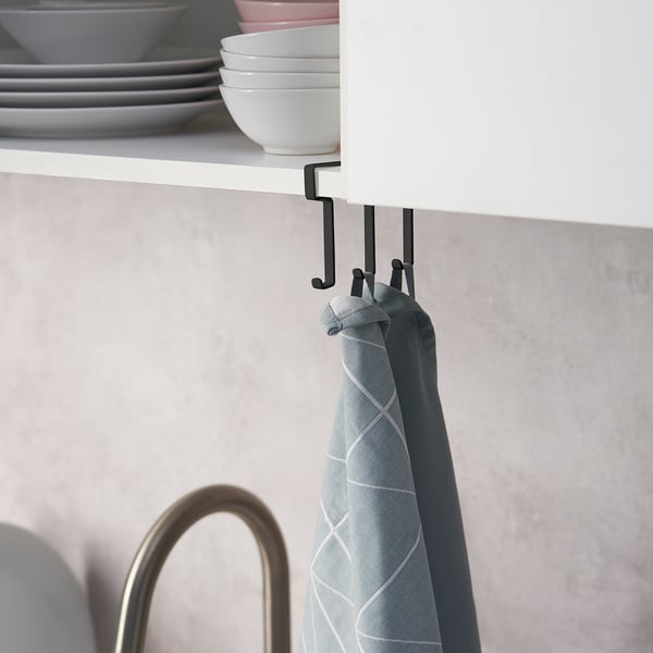 PÅLYCKE clip-on hook rack, anthracite, 12x1 cm