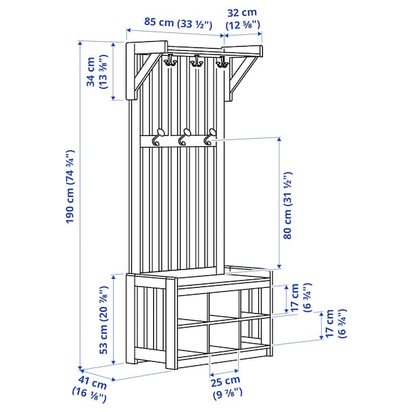 PANGET Shoe rack/bench , 85x41x200 cm