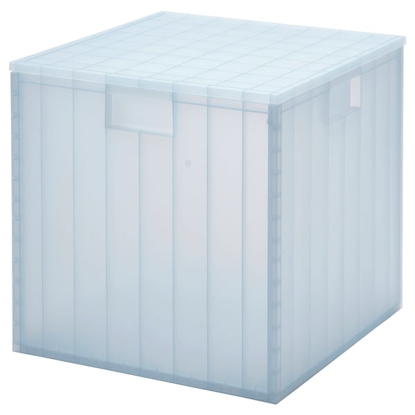 PANSARTAX storage box with lid, transparent grey-blue, 33x33x33 cm