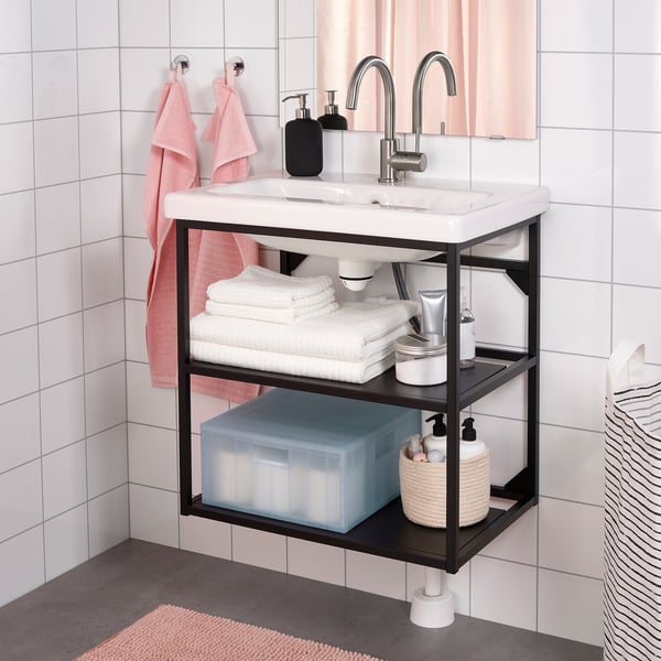 PANSARTAX storage box with lid, transparent grey-blue, 33x16.5x33 cm