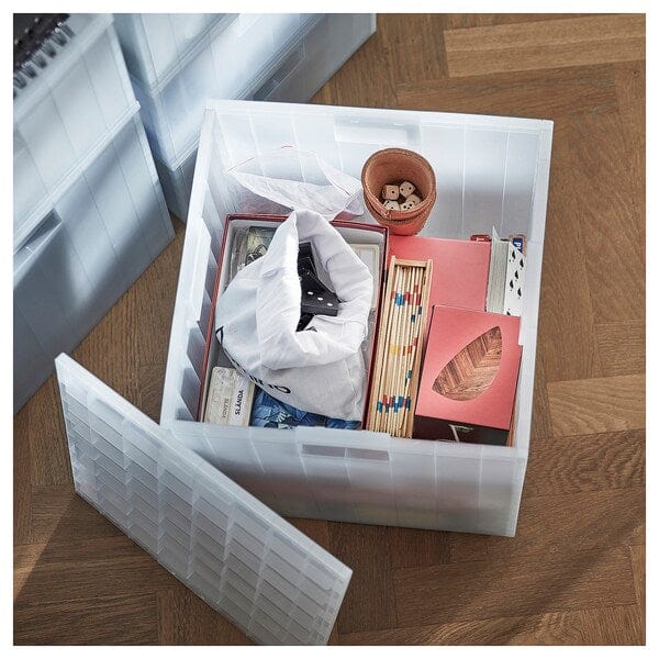 Ikea PANSARTAX - Storage box with lid, transparent grey-blue, 33x33x33 cm