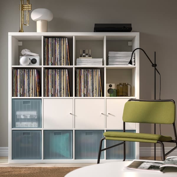 Ikea PANSARTAX - Storage box with lid, transparent grey-blue, 33x33x33 cm