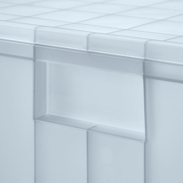 PANSARTAX box with castors and lid, transparent grey-blue, 33x40x33 cm