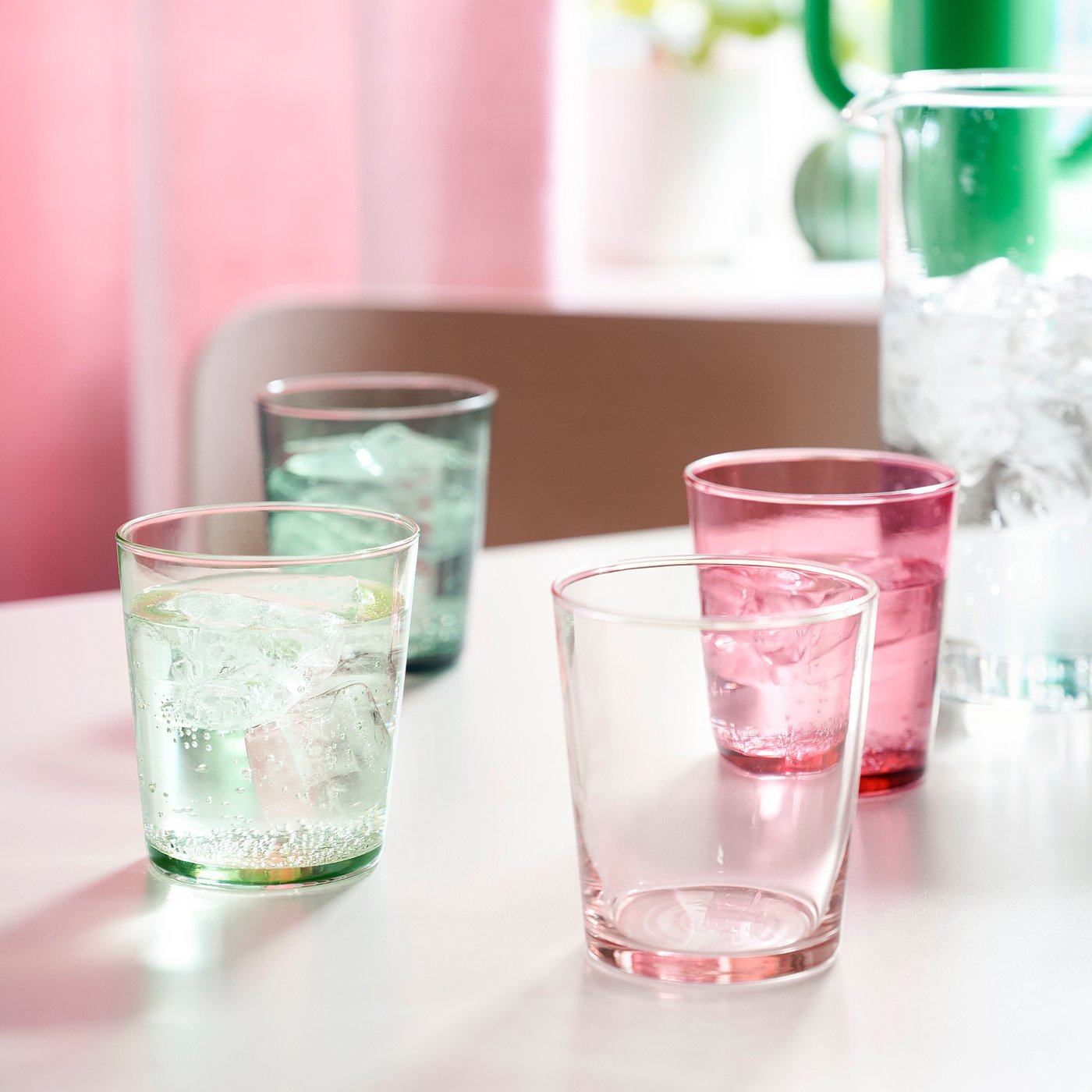 PAPPERSBJÖRK glass, mixed colours, 30 cl, 4 pack