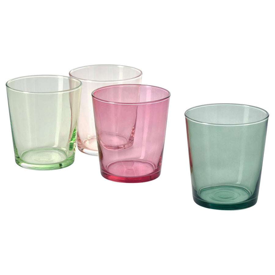 PAPPERSBJÖRK glass, mixed colours, 30 cl, 4 pack