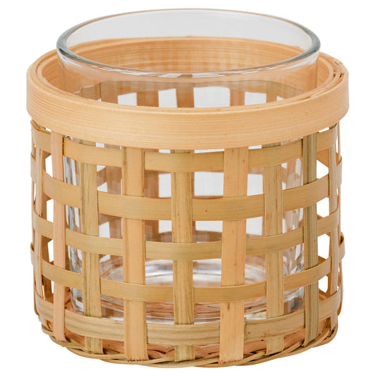 PÅVEFINK tealight holder, bamboo, 9 cm