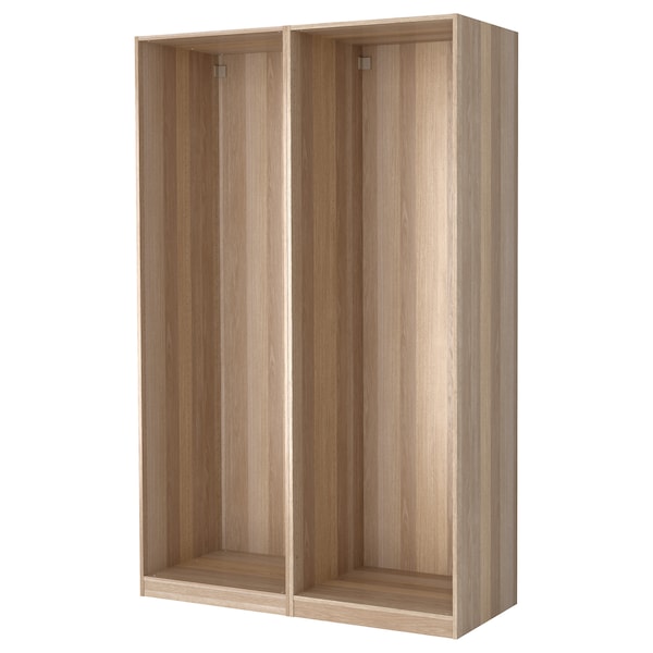 PAX - 2 wardrobe frames, oak effect with white stain,150x58x236 cm