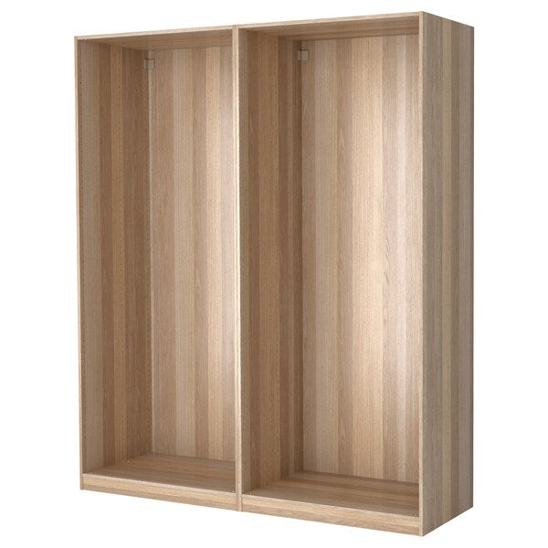 PAX - 2 wardrobe frames, oak effect with white stain,200x58x236 cm