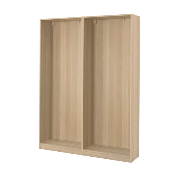PAX 2 wardrobe frames, white stained oak effect, 150x35x201 cm