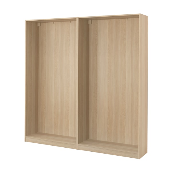 PAX - 2 wardrobe frames, oak effect with white stain,200x35x201 cm