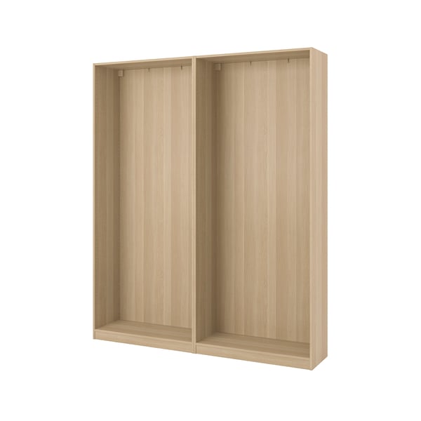 PAX - 2 wardrobe frames, oak effect with white stain,200x35x236 cm