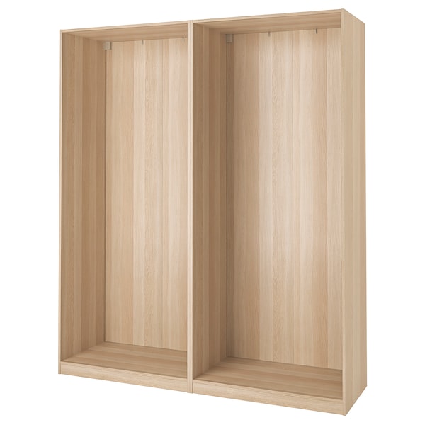PAX - 2 wardrobe frames, oak effect with white stain,200x58x236 cm