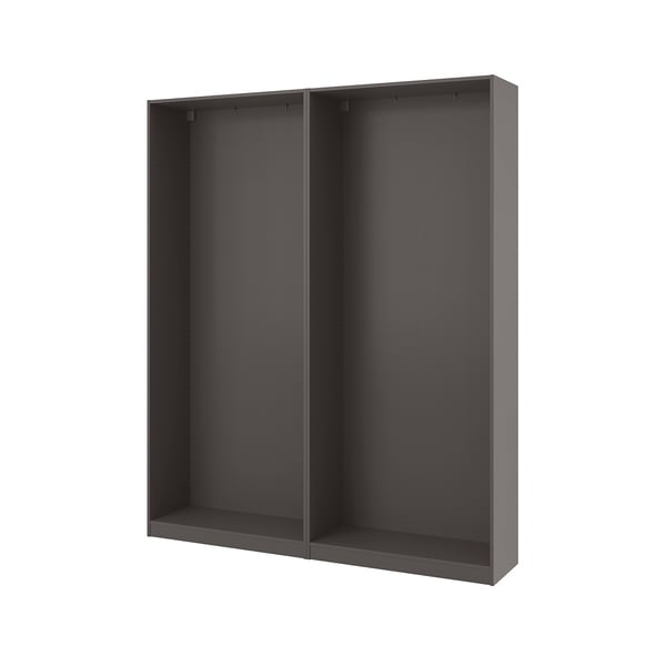 PAX - 2 wardrobe frames, dark grey,200x35x236 cm
