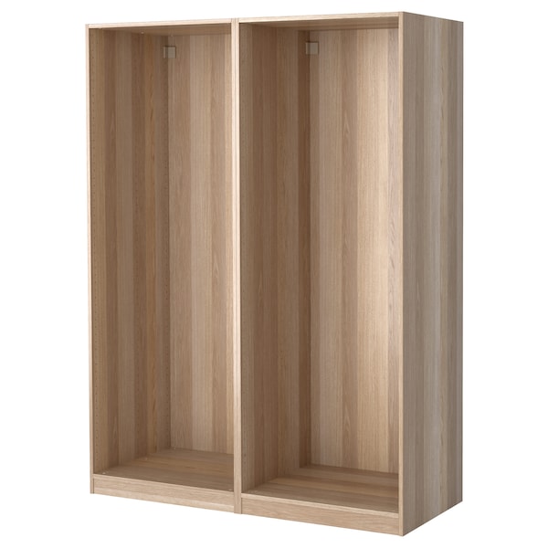 PAX - 2 wardrobe frames, oak with white stain,150x58x201 cm