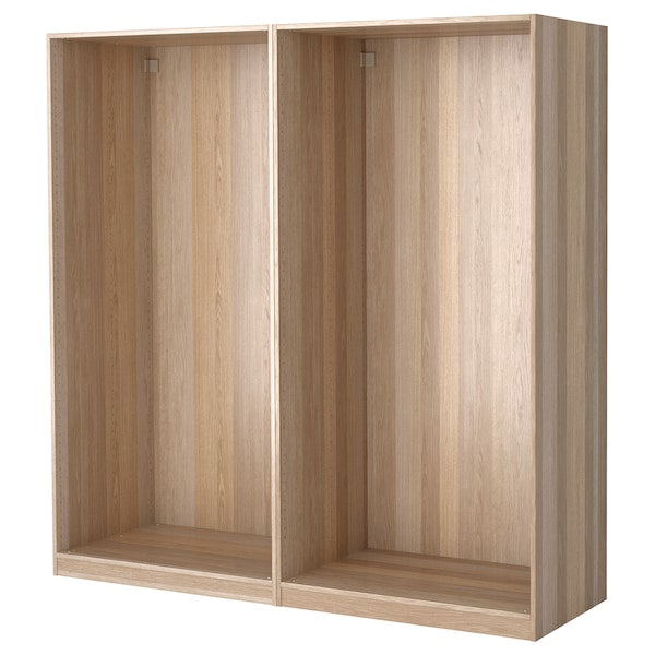 PAX - 2 wardrobe frames, oak with white stain,200x58x201 cm