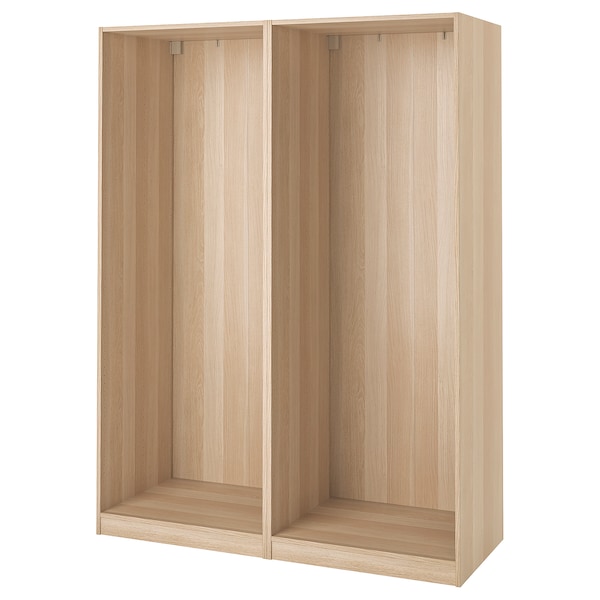 PAX - 2 wardrobe frames, oak with white stain,150x58x201 cm