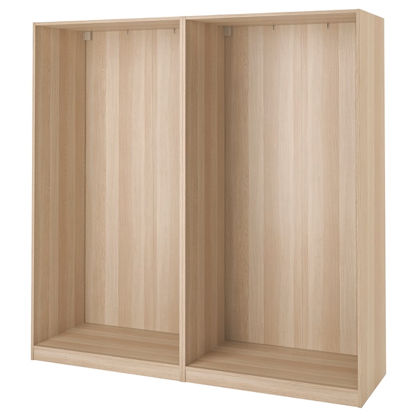 PAX - 2 wardrobe frames, oak with white stain,200x58x201 cm