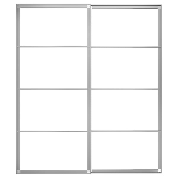 PAX pair of sliding door frames w rail, aluminium, 200x236 cm