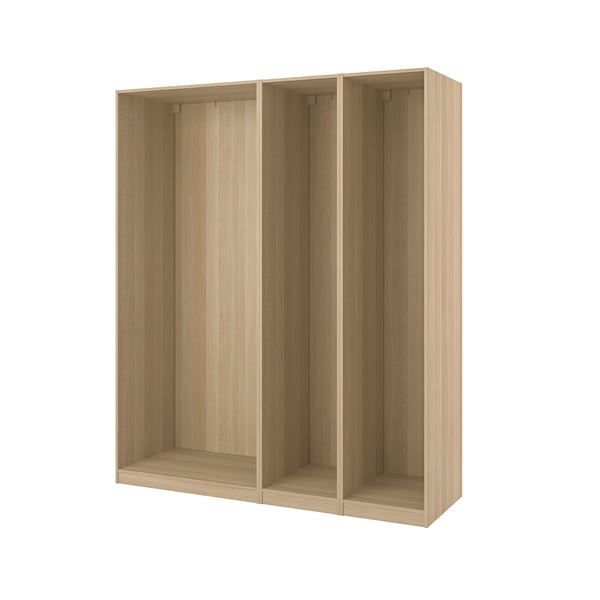PAX - 3 wardrobe frames, oak effect with white stain,200x58x236 cm