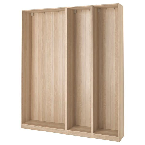 PAX - 3 wardrobe frames, oak effect with white stain,200x35x236 cm