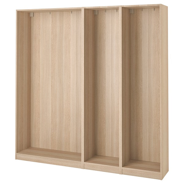 PAX - 3 wardrobe frames, oak effect with white stain,200x35x201 cm