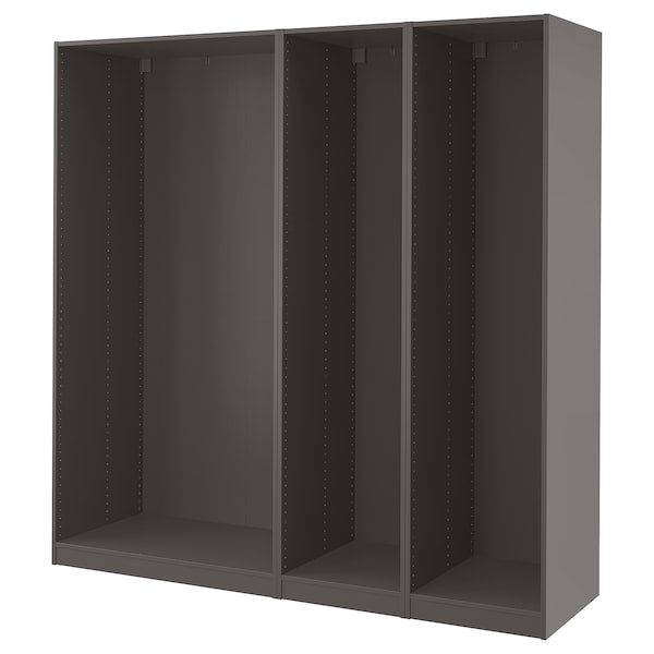 PAX - 3 wardrobe frames, dark grey,200x58x201 cm