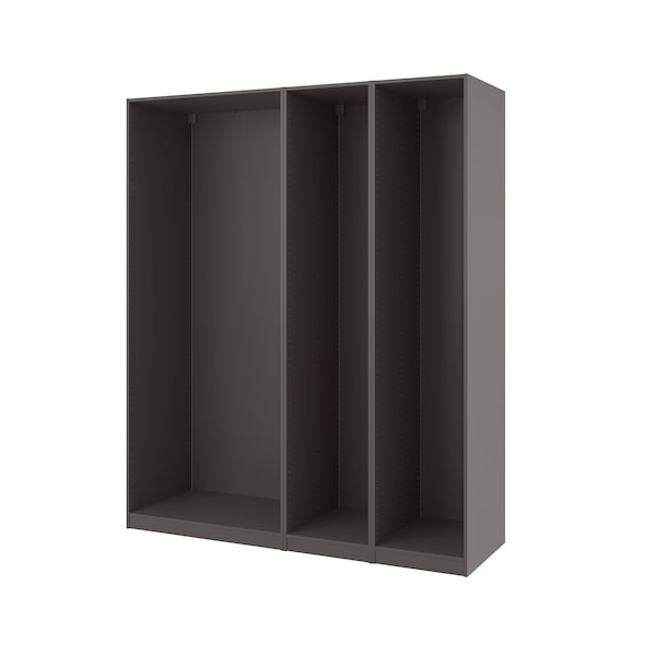 PAX - 3 wardrobe frames, dark grey,200x58x236 cm