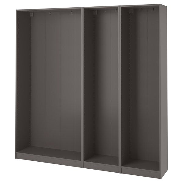 PAX - 3 wardrobe frames, dark grey,200x35x201 cm