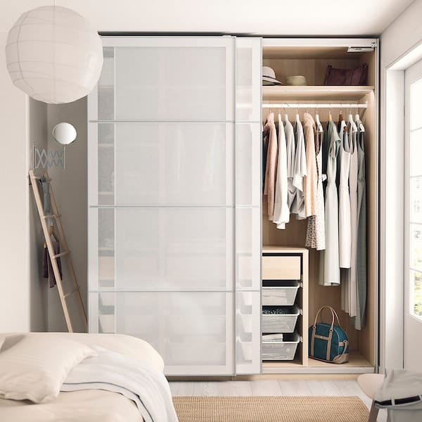 Ikea PAX - 3 wardrobe frames, oak with white stain,200x58x201 cm